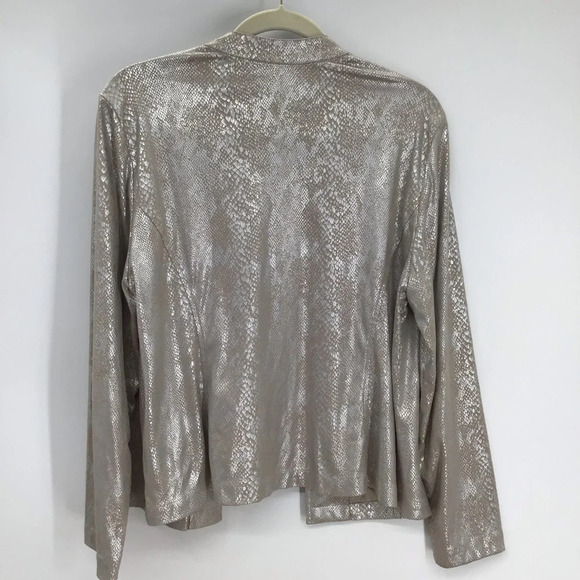 Chico’s Women’s Nickey Microsuede Metallic Reptile Print Open Jacket Size 2 - Picture 2 of 8
